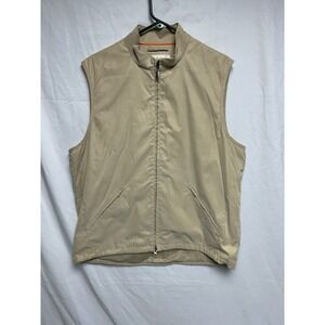Peter Millar Belseta Microfiber Shell Golf Vest, Tan, Khaki, Full Zip, XL